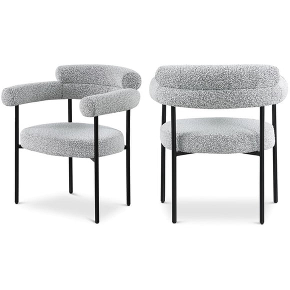 Meridian Furniture Blake Boucle Fabric Dining Chairs, Grey (Set of 2)