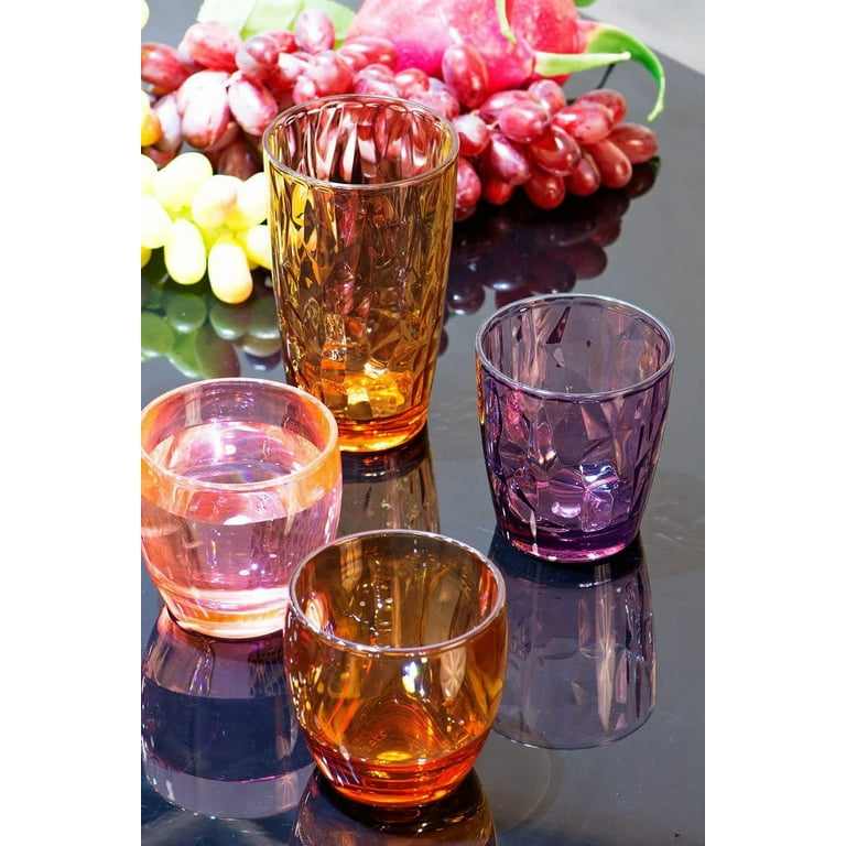 Pleneal Drinking Glasses Set Acrylic Glassware for Mixed Drinks