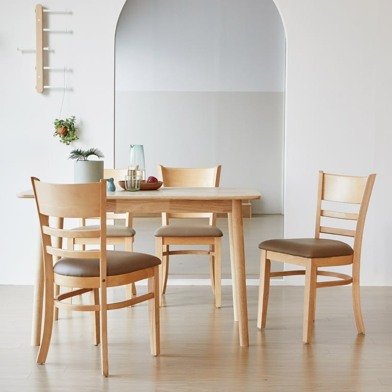 Livinia Aslan 47 Wooden Dining Table Mid Century Modern Malaysian Oak Kitchen Table Natural Oak