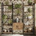thumbnail image 3 of 70"W x 70"H 5 Tiers Etagere Bookcase with Storage Cabinet, 3-Column Bookshelf with 14 Open Shelves for Living Room Bedroom Home Office Brown, 3 of 10