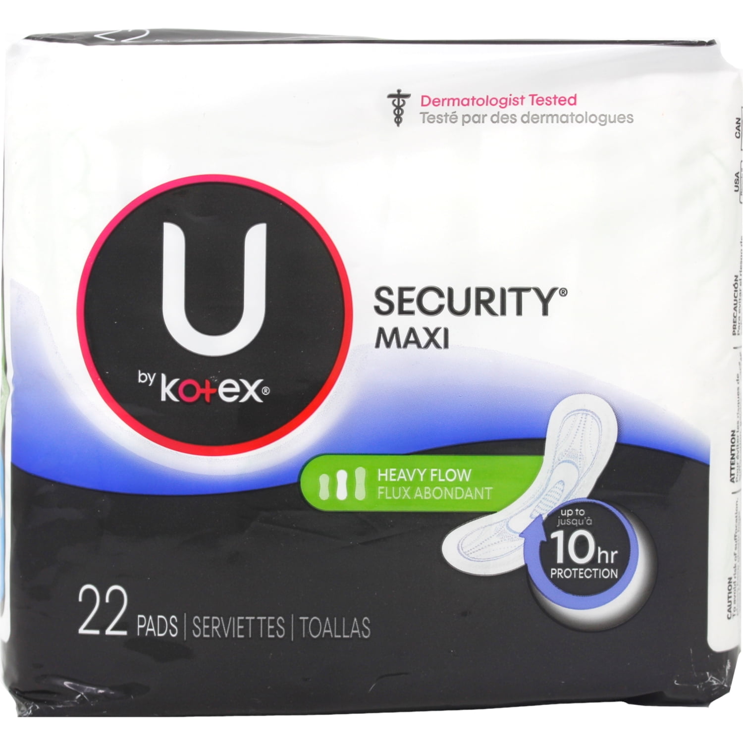 U by Kotex Maxi Pads Long Super Unscented 22 Count Each