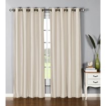1 Panel Nancy Solid Ivory Beige Semi Sheer Window Faux Silk