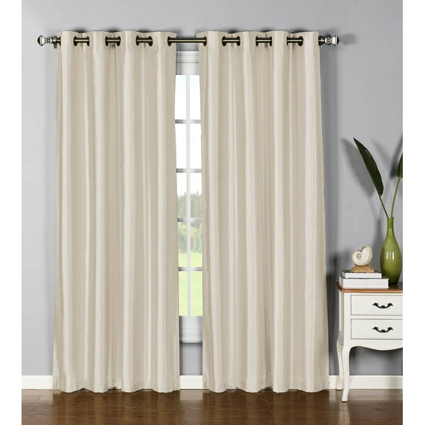 1 Panel Nancy Solid Ivory Beige Semi Sheer Window Faux Silk Antique Bronze Grommets Curtain Ds 55 Wide X 84 Length Com 1 Panel Nancy Solid Ivory Beige Semi, Antique Bronze Grommet Curtains