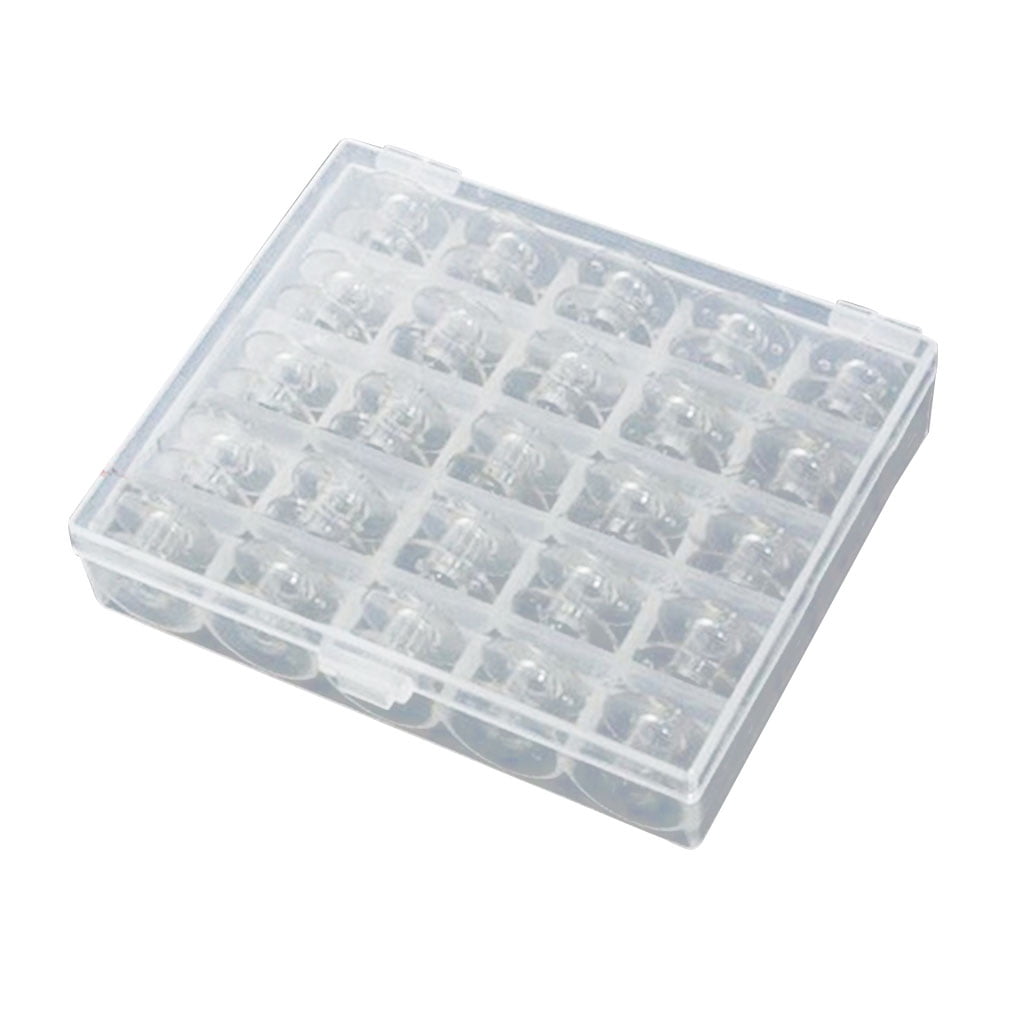 25 Pcs/box Sewing DIY Crafting Empty Bobbin Sewing Machine Plastic Spools Thread Bobbins Storage Box Set