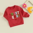 thumbnail image 2 of Bagilaanoe Toddler Baby Girl Valentine's Day Sweatshirt Long Sleeve Letter Embroidery Pullover 6M 12M 18M 24M 3T 4T Kids Spring Loose Tee Tops, 2 of 8