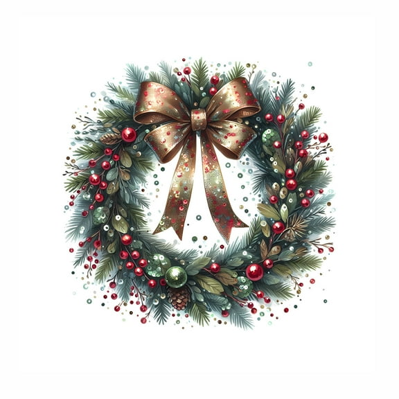 Christmas Decorative Stickers Pinebranches Pinecones Bows Wreaths for Bedroom Living Room Doors Windows and Holiday Decorations(A)