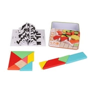 Tangram toy 1 Box Wooden Jigsaw Tangram Toy Creative Tangram Educational Playthings Interesting Tangram Puzzle Toy T Word Puzzle Toy Large Size Wood Tangram Toy Iron Boxed Jigsaw Tangram Toy for Kid