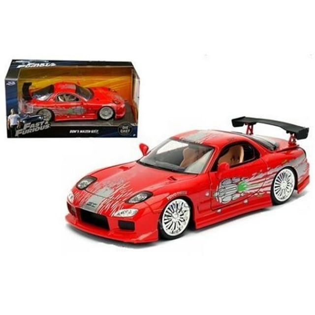 1 par 24 Doms Mazda RX-7 Fast & Furious Modèle Réduit de Voiture en Métal, Rouge