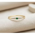 thumbnail image 3 of vylahjewellery Brilliant Round Green Gemstone Engagement Ring 10K Vermeil Yellow Gold Birthday Gift for Her Dainty Moissanite Wedding Anniversary Ring, 3 of 6