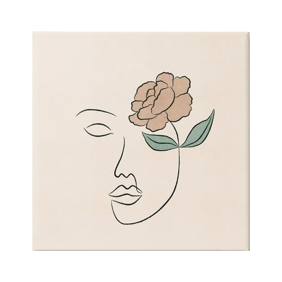 Stupell Industries Floral Outline Casual Doodle Abstract Woman Face Graphic Art Gallery Wrapped Canvas Print Wall Art, Design by JJ Design House LLC