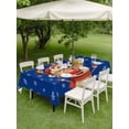 thumbnail image 3 of Outdoor Tablecloth with Umbrella Hole and Zipper, Merry Christmas Rectangle Table Cloth 60x102 Inch Waterproof Tablecloth, Blue Winter Xmas Hat Deer Snowflake Picnic Table Cover for Patio Camping, 3 of 7