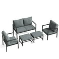 thumbnail image 3 of MRUAKA 5-Piece Outdoor Patio Conversation Set, Metal Frame Furniture Sofa with Armchairs & Coffee Table, Weather-Resistant Cushions for Balcony, Deck, Poolside Gray, 3 of 8