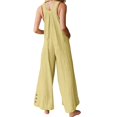 thumbnail image 4 of Nmmued Linen Overalls for Women, Overalls for Women Loose Fit, Bib Overalls Women, Baggy Overalls for Women, Wide Leg Overalls for Women, Yellow M, 4 of 5