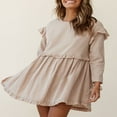 thumbnail image 3 of CNKOO Long Sleeve Solid Color Loose Ruffle Party Mini Dress for Women, 3 of 7
