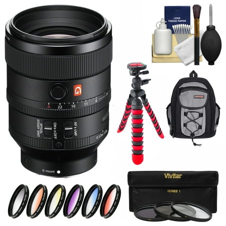 Sony Alpha E-Mount FE 100mm f/2.8 STF GM OSS Lens with Backpack + 3 UV/CPL/ND8 + 9 Colored Filters + Tripod + Kit