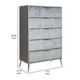 thumbnail image 5 of Moko 51 Inch Tall Dresser, 5 Fabirc Upholstered Drawers, Gray, Nickel, 5 of 5