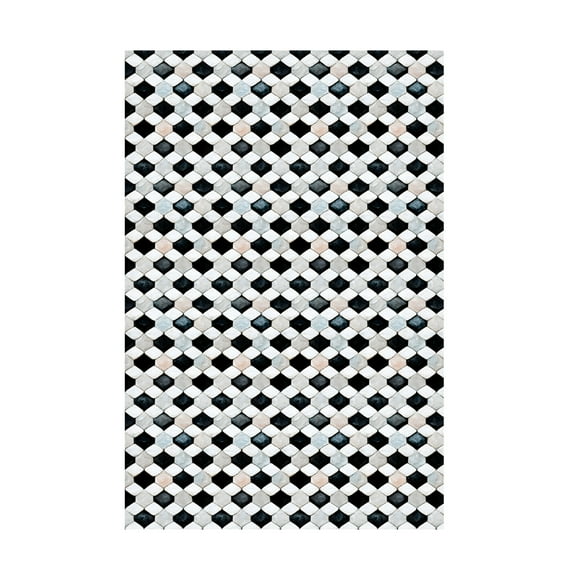 Canvas Wall Art - Treechild 'Black and White Tile Pattern' Wall Art for Living Room, Bedroom, or Office D?cor by Trademark Fine Art - 12 x 19 Inches