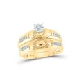 thumbnail image 2 of 14kt Yellow Gold His Hers Round Diamond Claddagh Matching Wedding Set 1/8 Cttw, 2 of 3