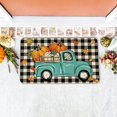 thumbnail image 6 of Fall Pumpkin Kitchen Rugs Set of 2, Autumn Truck Maple Leaves Farmhouse Kitchen Mats Decor, Thanksgiving Buffalo Plaid Check Floor Door Mat Home Decorations - 17x29 and 17x47 Inch, 6 of 6
