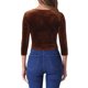 thumbnail image 3 of INSPIRAR CHIC Blusa de terciopelo recortada de manga 3/4 con escote en V para mujeres S Marrón oscuro, 3 of 5