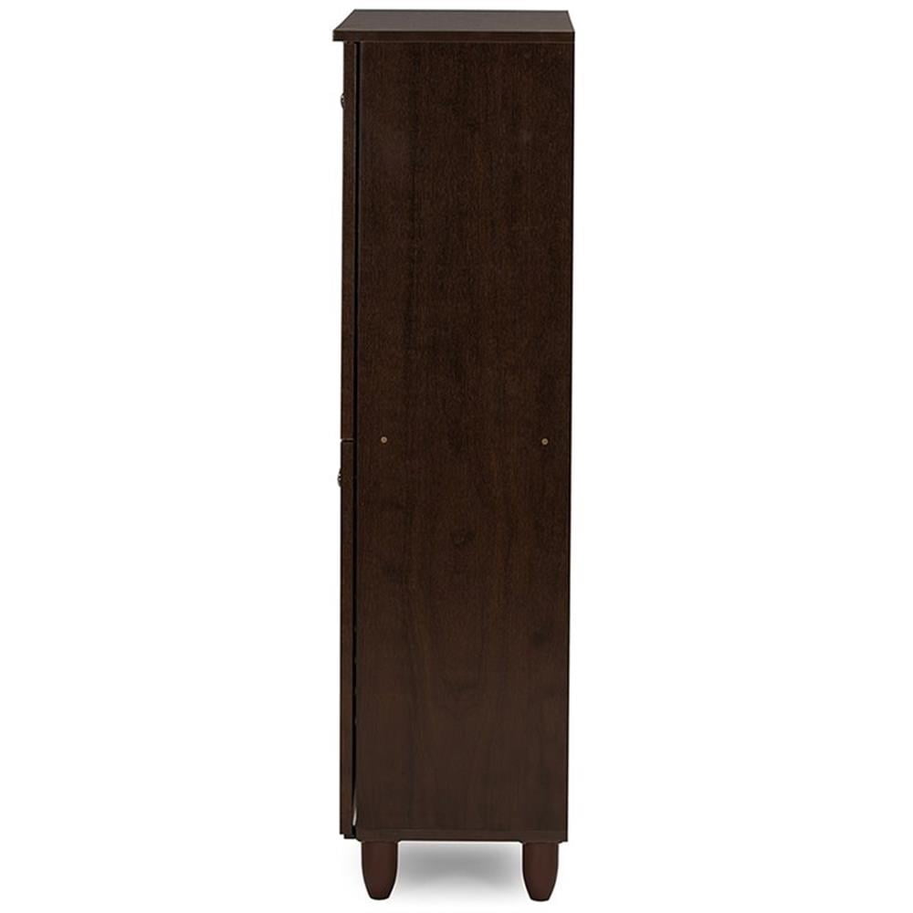 Baxton Studio Winda Modern and Contemporary 4-Door Dark Brown Wooden Entryway Shoes Storage Cabinet