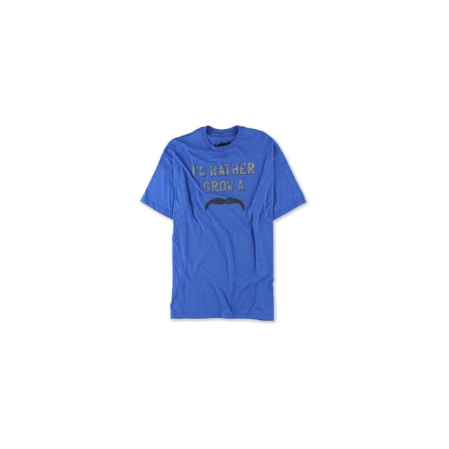 Camiseta Horizon NY con Gráfico de Bigote para Hombre Azul Extragrande