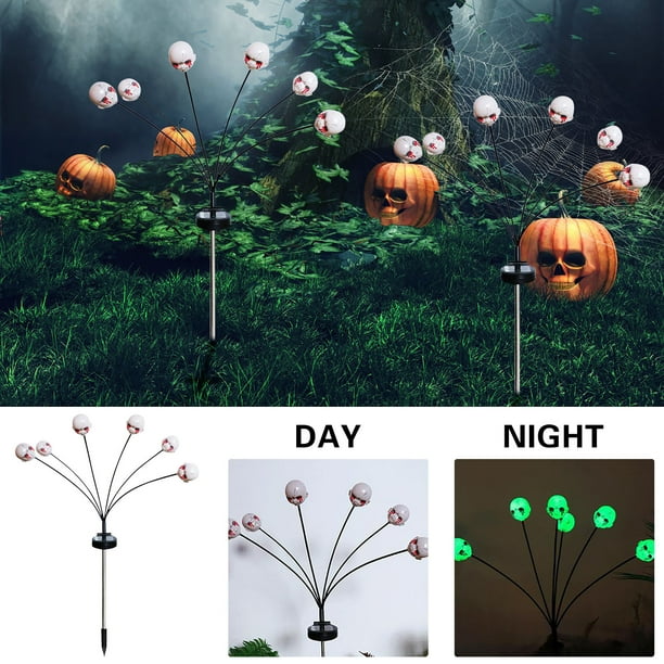 Lámpara solar con forma de cara de fantasma para Halloween | Decoración LED de calavera para exteriores, ideal para patios y jardines | Iluminación nocturna espeluznante