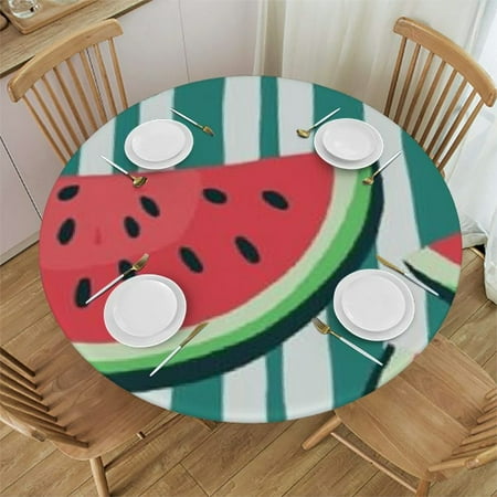 

Fruits Watermelon Print Round Fitted Stretch Tablecloth Elastic Fitted Table Covers for Picnic Patio