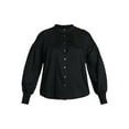 thumbnail image 4 of Terra & Sky Women's Plus Size Lace Inset Blouse with Long Sleeves, Sizes 0X-5X, 4 of 5