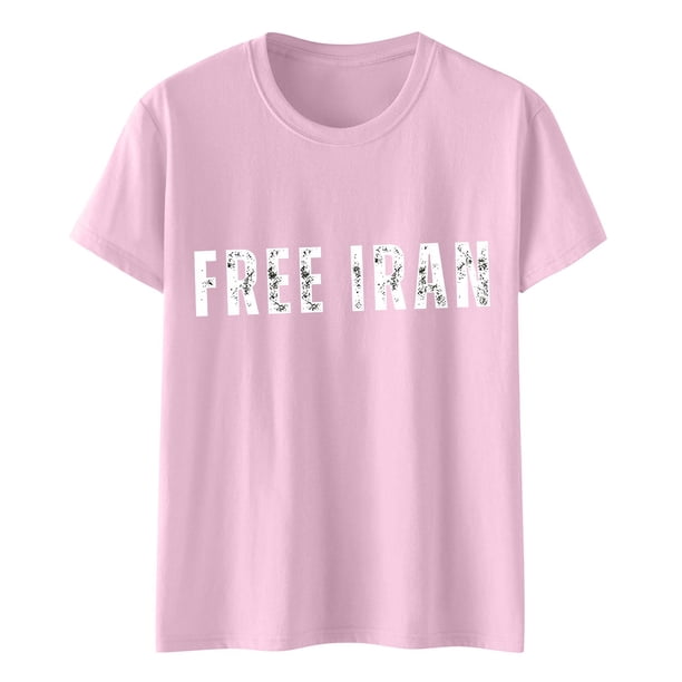 Camiseta de Manga Corta Impresa, Desgaste Diario Casual, 95% Poliéster 5% Spandex, Tops de Cuello Redondo para Mujeres