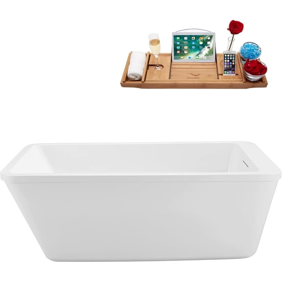 60'' Streamline N250BGM Freestanding Tub and Tray With Internal Drain