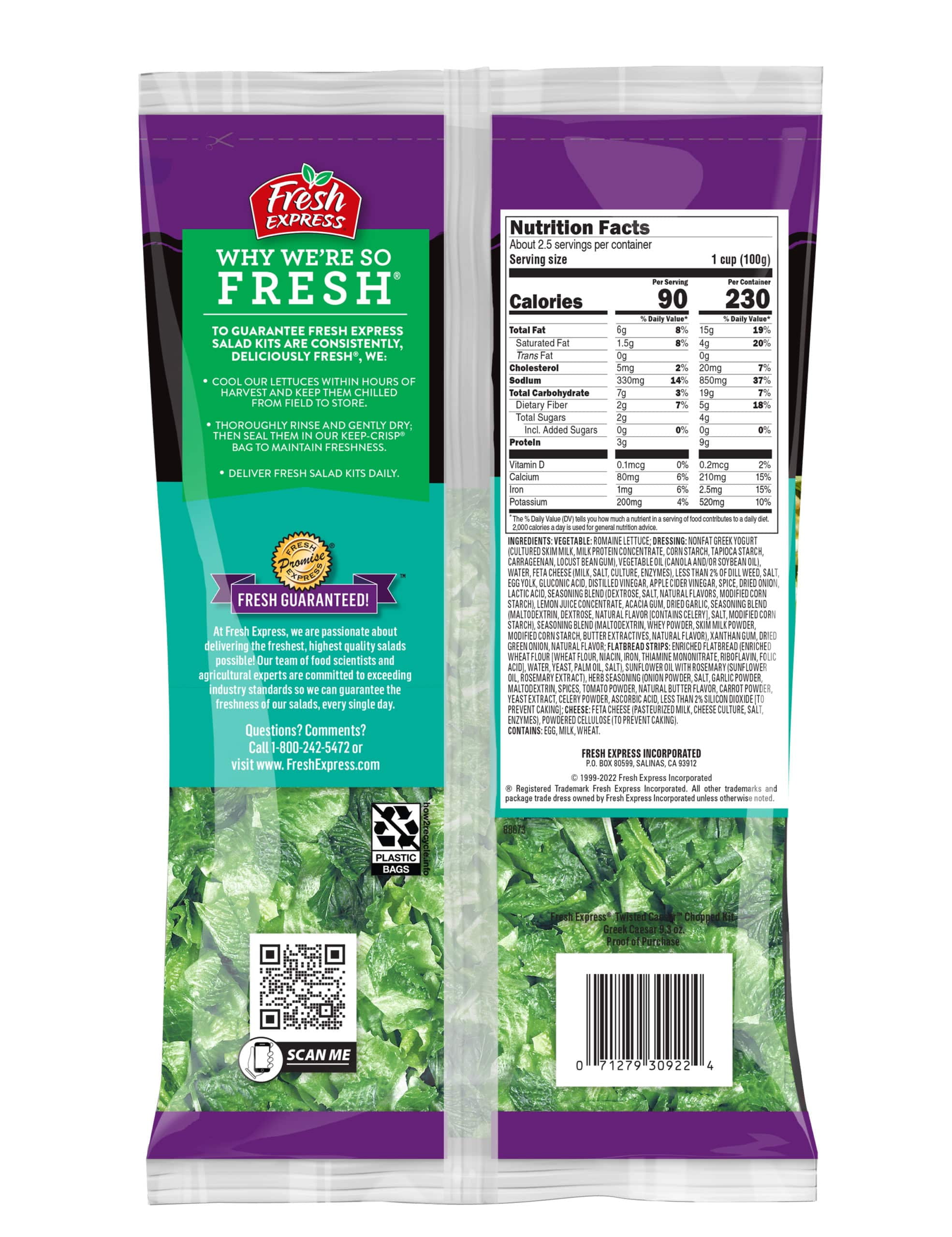 Fresh Express Twisted Greek Caesar Chopped Salad Kit