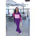thumbnail image 3 of Aomice Women's 2 Piece Tracksuit Set Zip Up Jacket Flare Leg Pants | Color Block Matching Set with Zip Up Jacket and High Waist Flare Pants for Casual, Travel and Everyday Wear-Purple Pink-2XL, 3 of 8