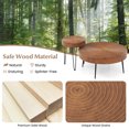 thumbnail image 3 of Set of 2 Solid Wood Round Coffee Table with Metal Legs, Farmhouse Nesting Coffee Table Center Table for Living Rooms,Brown, 3 of 9