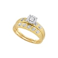 thumbnail image 2 of 10kt Yellow Gold His Hers Round Diamond Solitaire Matching Wedding Set 1/10 Cttw, 2 of 3