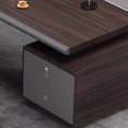thumbnail image 4 of L Shaped Office Desk Organizer Standing Computer Storage Wooden Writing Desk Table Drawers Mesa De Escritorio Office Supplies My Lux Decor Round, 4 of 12