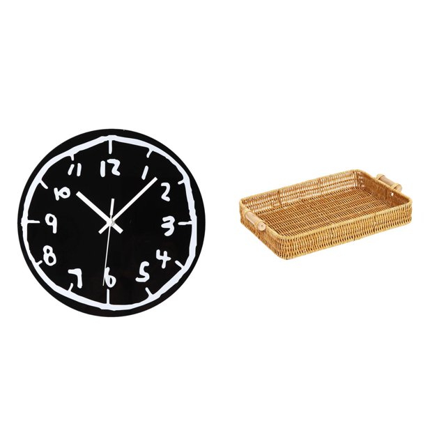 Reloj de pared tejido de acrílico, adorno moderno, silencioso, minimalista, con cesta de frutas, reloj decorativo para cocina, oficina, comedor, cuenc