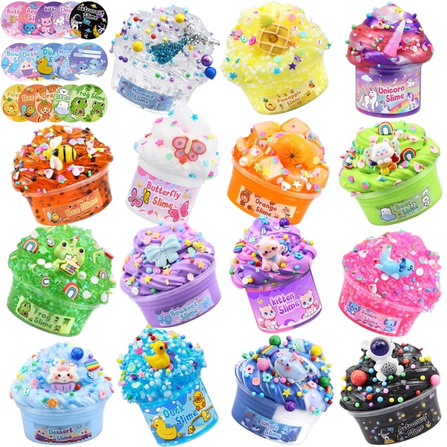 Kit de slime para niños LAWOHO de 15 piezas con dijes y accesorios