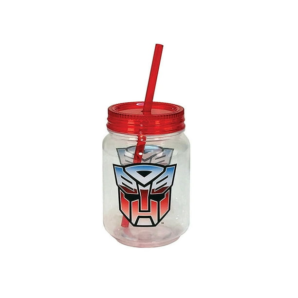 Novelty Drinkware Spoontiques Transformers 16oz Plastic Mason Jar