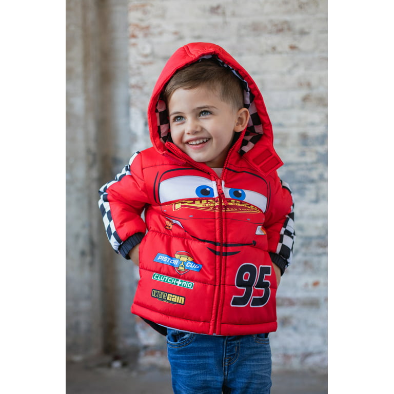 Disney Pixar Cars Lightning McQueen Toddler Boys Winter Coat Puffer Jacket  Red 3T