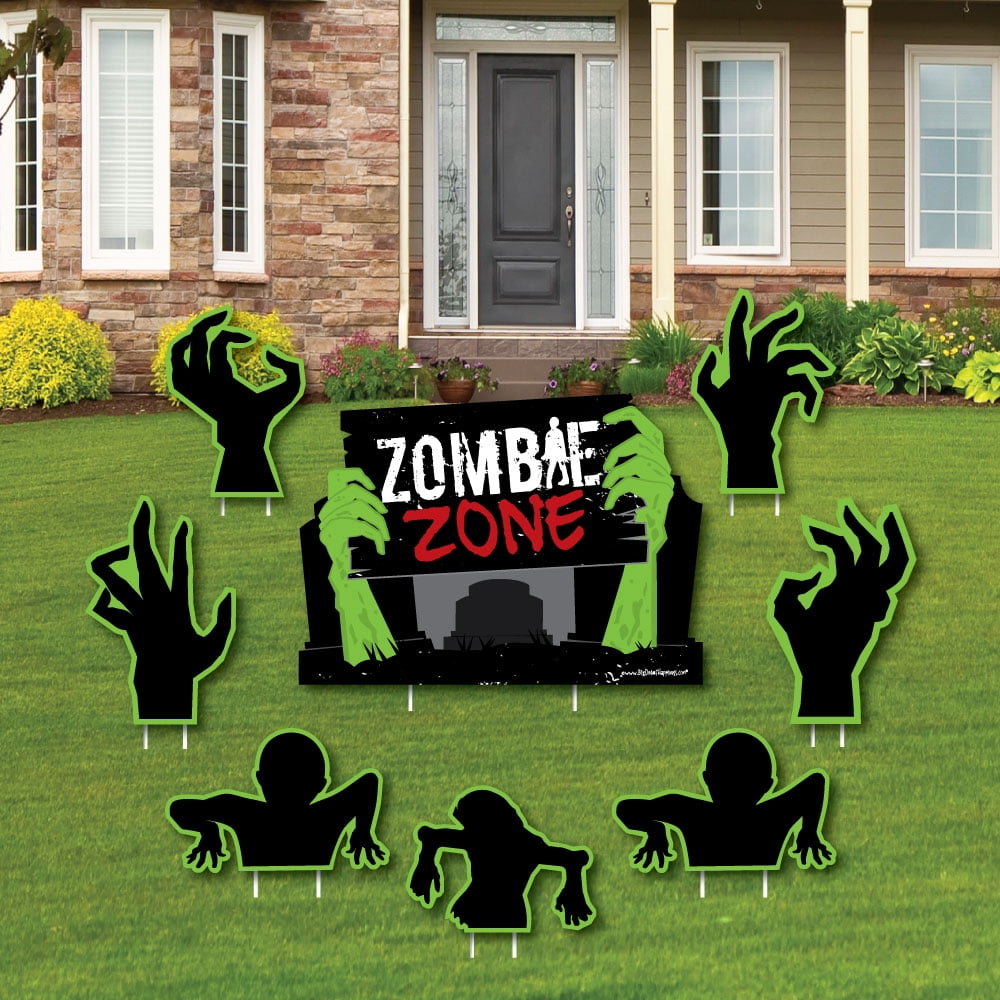 Zombie Zone Yard Sign & Outdoor Lawn Decorations Halloween or