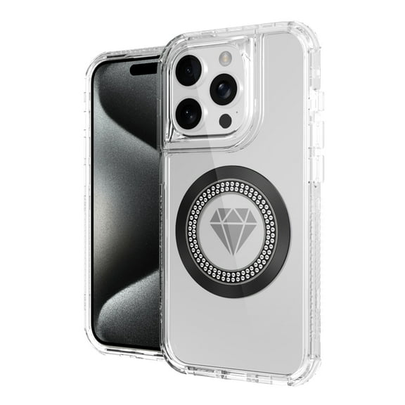 Designed for Apple iPhone 11 (6.1") Magnetic Ring Circle Bling Chrome 3in1 Hybrid [Compatible with Magsafe] Transparent Shockproof Phone Case Cover [Clear]