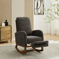 thumbnail image 3 of EBQOSK 25.4"W Rocking Chair for Nursery, High Back Glider Chair with Retractable Footrest, Side Pocket, Rocking Accent Armchair with Rubber Wood Legs for Living Room/Bedroom Charcoal, 3 of 7