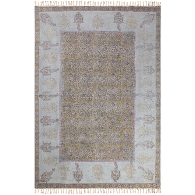 Casavani Geometric Dining Room Floor Carpet,Yellow 4x15 ft