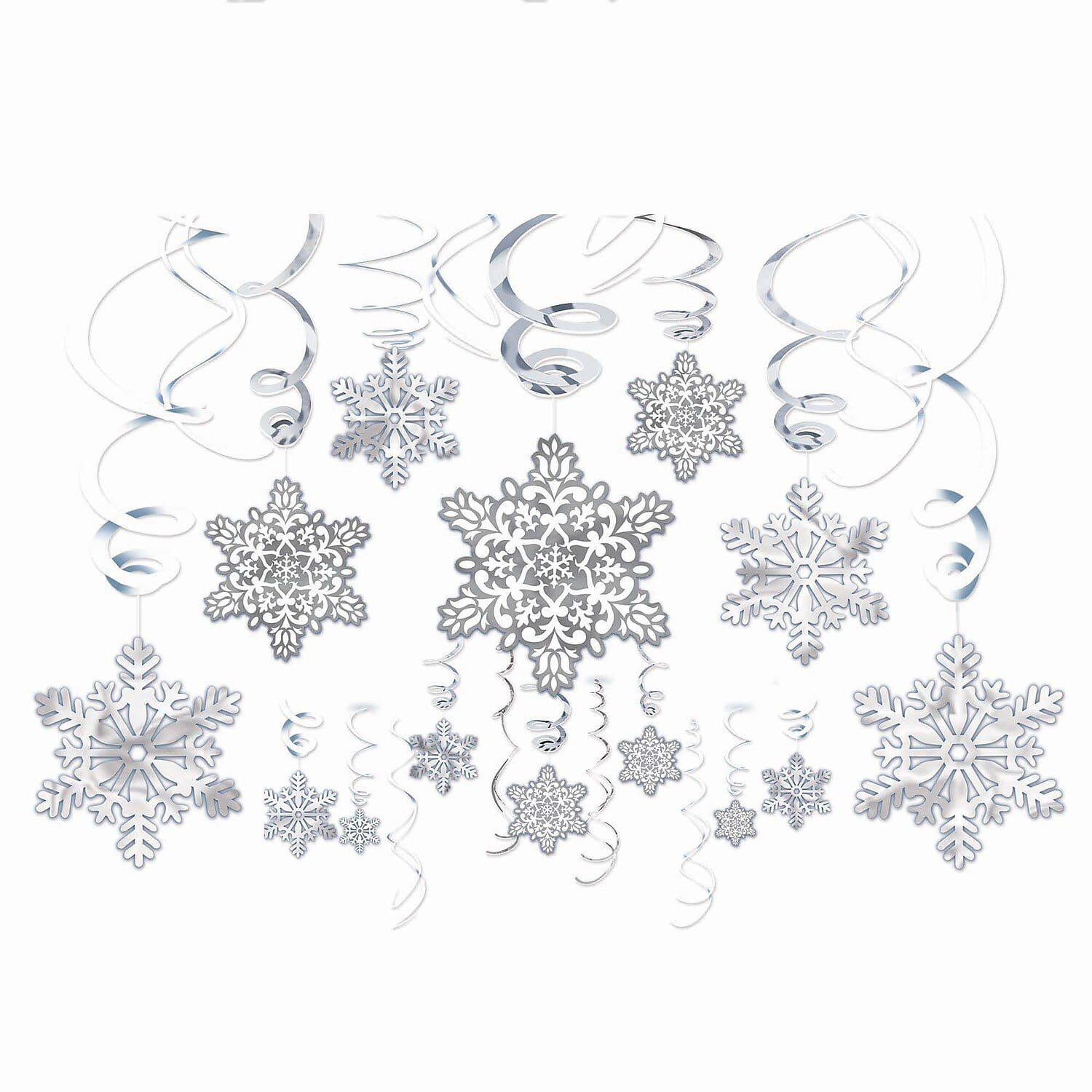 Amscan Snowflake Swirl Decorations Assorted Designs 30 Swirls/Set 2