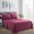 thumbnail image 1 of Marina Decoration Ultra Soft Silky Deep Pocket Solid Rayon from Bamboo Bedding All Season Sheet Set, Burgundy Color, 1 of 7