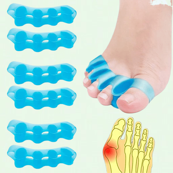 Toe Separators for Overlapping Bars, 3 Pairs Gray Gel Extension Spacers, Correct Bunions