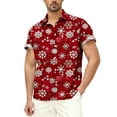 thumbnail image 2 of Men's Button Down Shirts Xmas Tree Print Christmas Clothes Short Sleeve Collared Blouse Tops for Men Big and Tall (XL, Red 03), 2 of 5