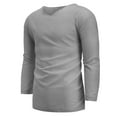 thumbnail image 4 of IROINNID Button Down Shirts for Men Long-sleeved Round Neck Cotton And Linen Loose Shirt Pure Color Multi-size,Gray, 4 of 8