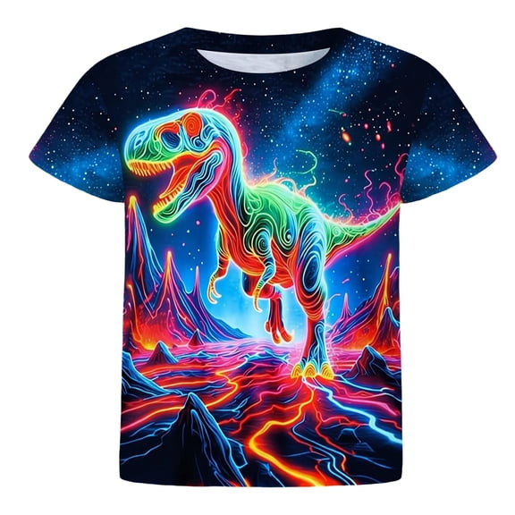 LRen Boys T Shirts 5t Boys Space Astronaut Print Crew Neck Short Sleeve T Shirt Top Kid Boy Summer Tops Breathable & Lightweight Kids Cotton Summer Top
